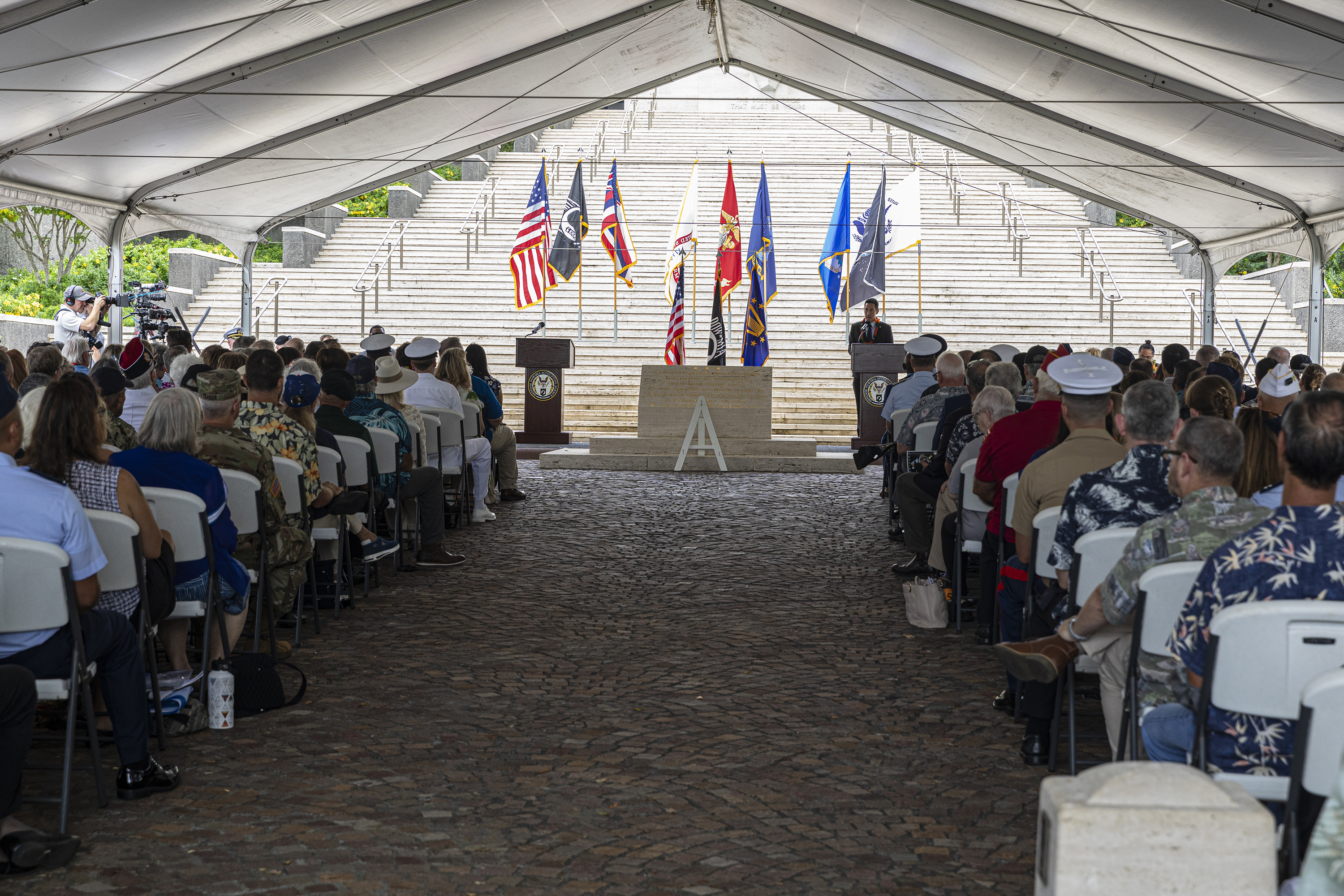 Picture of the rosette ceremony on Sept. 20, 2024, at the Honolulu Memorial. Credits: American Battle Monuments Commission