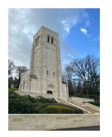 The chapel at Aisne-Marne American Cemetery in France lies at the edge of Belleau Wood, known for intense fighting and significant victory for American forces in 1918 during World War I.  Credit: ABMC 