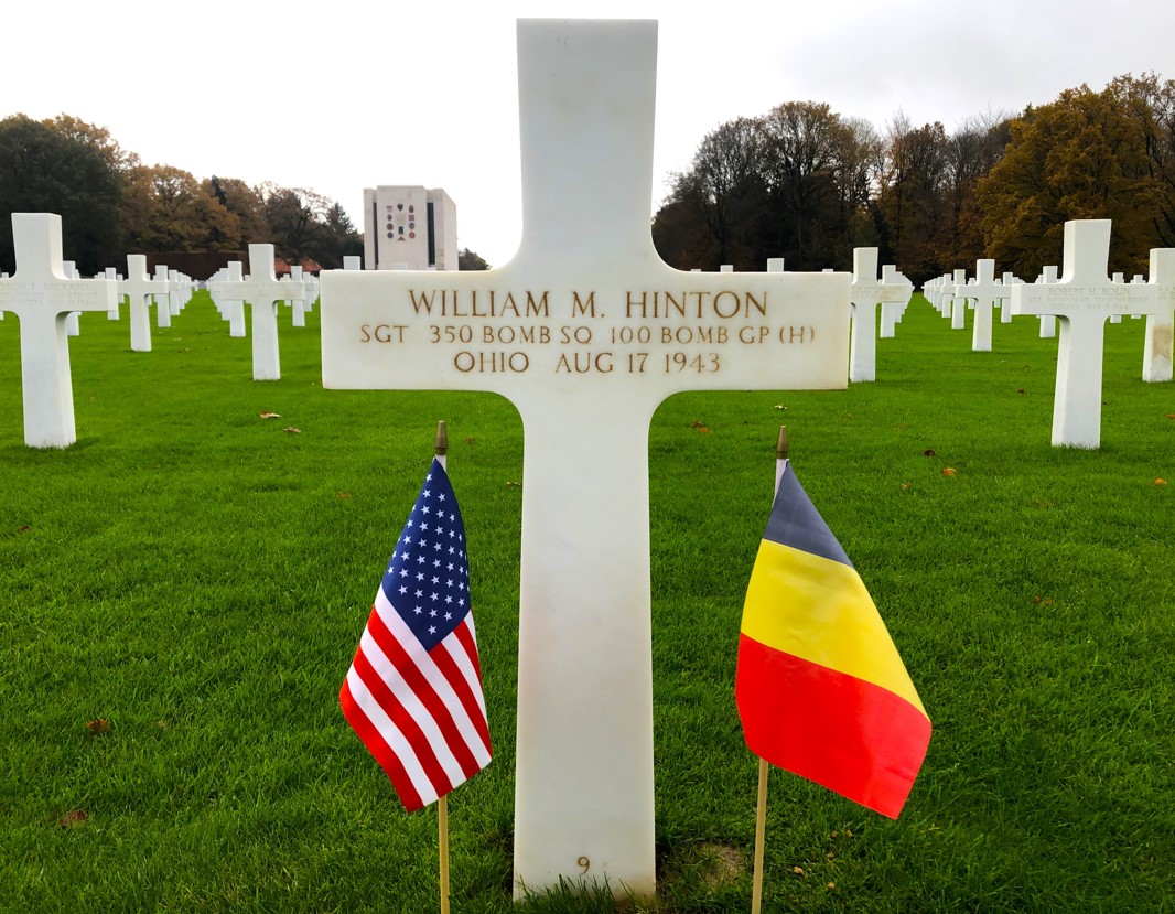 Headstone of Sgt. William H. Hinton at Ardennes American Cemetery. Credits: American Battle Monuments Commission