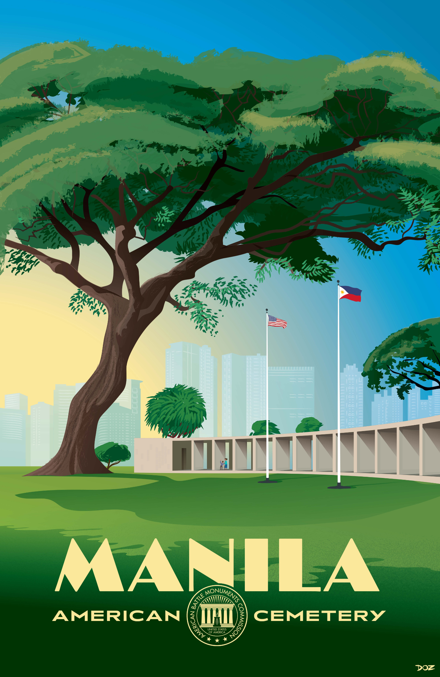 Vintage poster of Manila American Cemetery created to mark ABMC Centennial