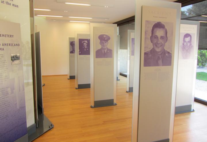 Panels in the new visitor center tell individual stories of sacrifice.
