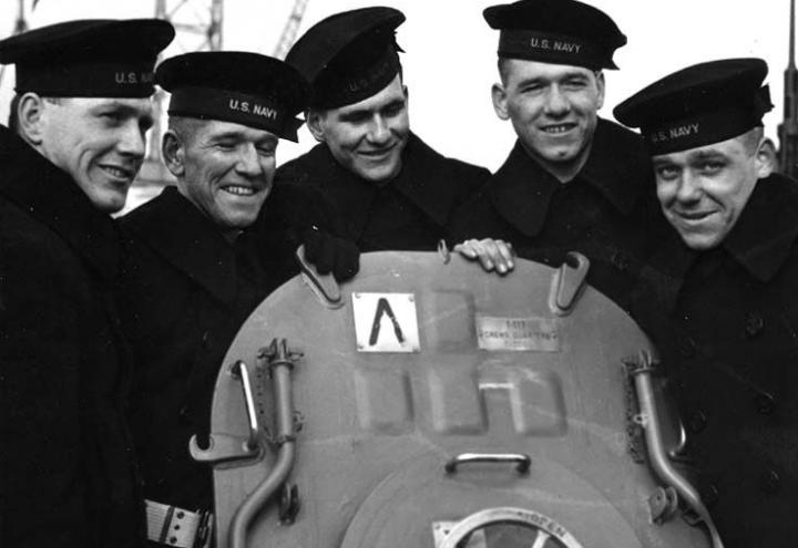 Historical image of the Sullivan brothers on board the USS Juneau.