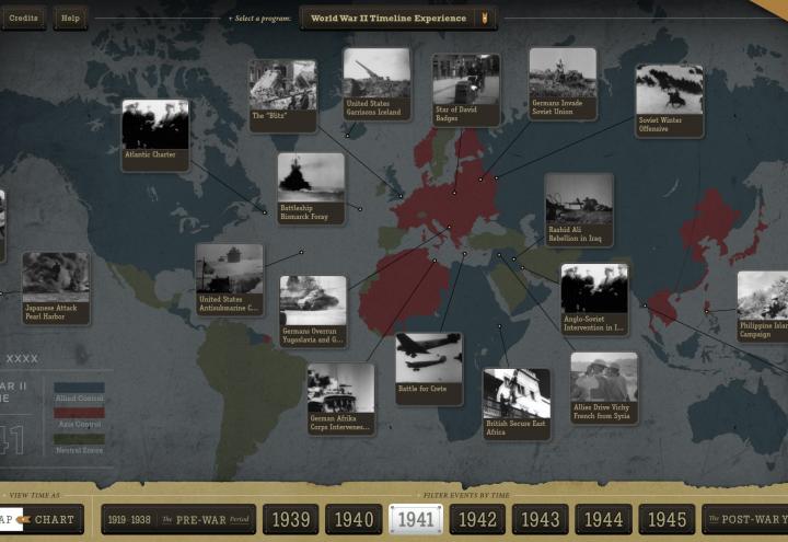 Locations of World War Two events on World map