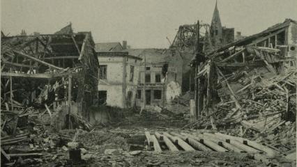 Historic images shows the destruction of Grandpre, France during World War I. 