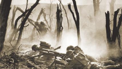 37-mm gun section of the 2nd Division in action against German Forces.