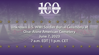 WWI U.S. soldier burial ceremony at Oise-Aisne American Cemetery
