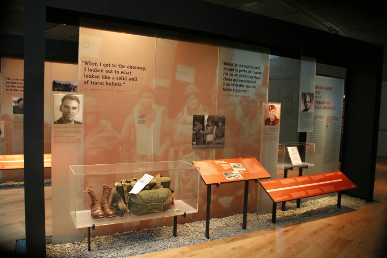 Exhibits at Normandy American Cemetery Visitor Cemetery demonstrate courage by U.S. Armed Forces.