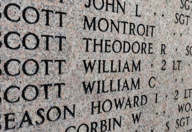 2nd Lt. William Scott, memorialized on Florence American Cemetery's Wall of the Missing